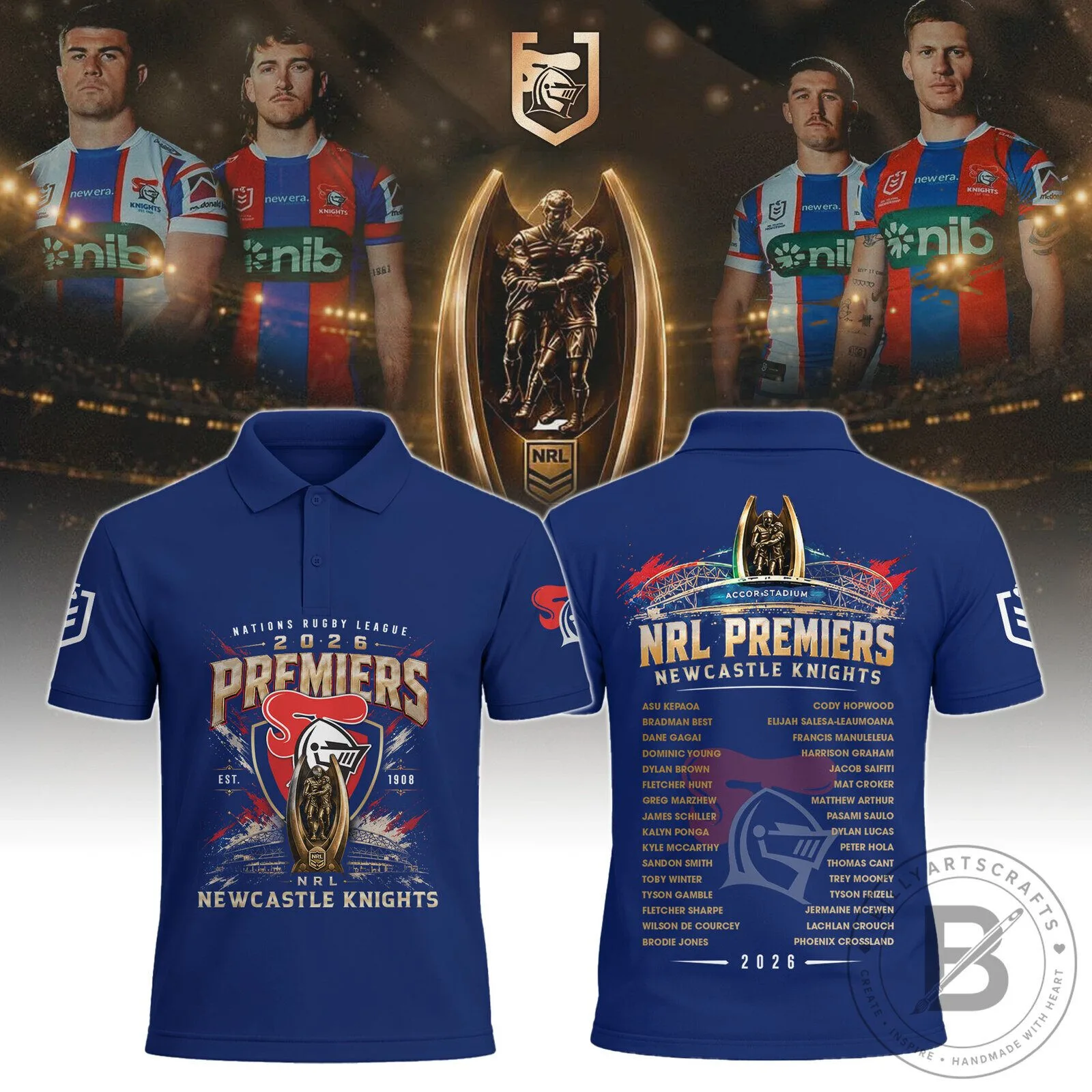 2026 NRL Premiers Polo Shirt for Newcastle Knights Rugby League Fans