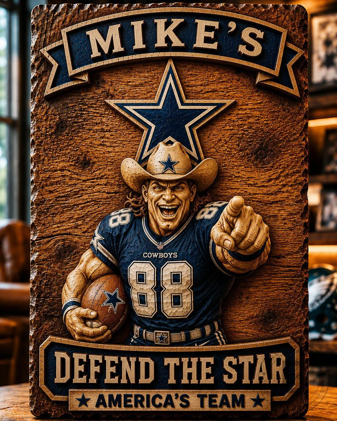 Dallas Cowboys Mike's Defend The Star America's Team Wooden Wall Art Plaque