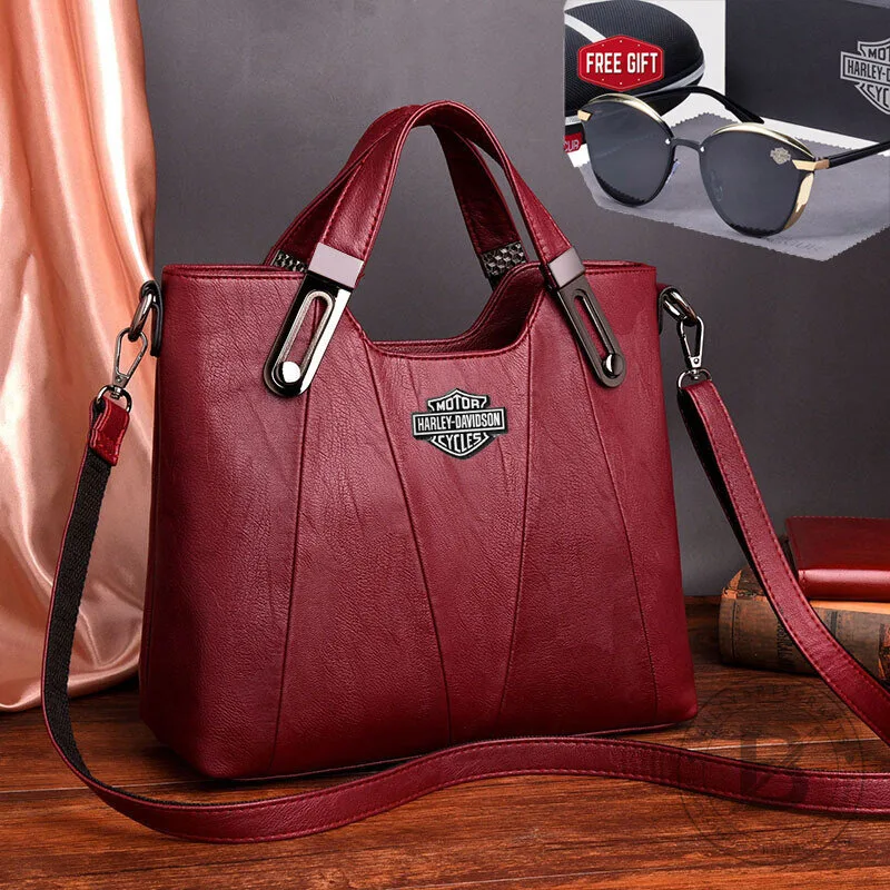 Harley-Davidson Motorcycles Logo Red Faux Leather Shoulder Bag Purse