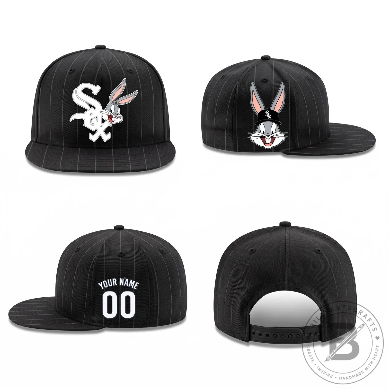 Chicago White Sox Bugs Bunny Personalized Snapback Baseball Cap Hat