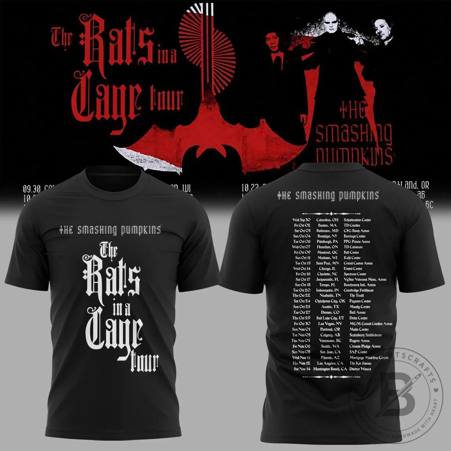 The Smashing Pumpkins The Rats in a Cage Tour Concert Dates T-Shirt