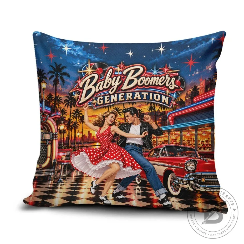 Baby Boomers Generation Vintage 1950s Rock And Roll Nostalgia Pillow Cover