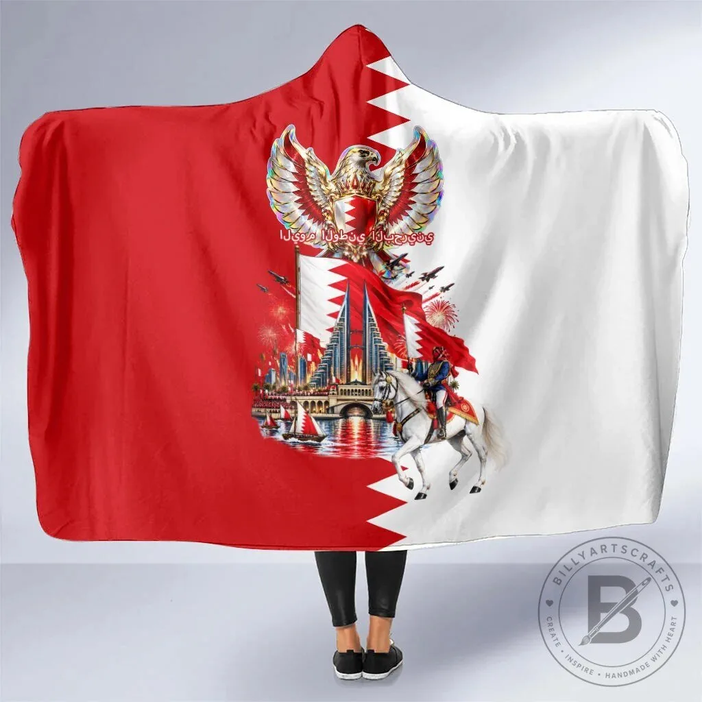Bahrain National Day Cultural Emblem Flag Horse Knight Hooded Blanket