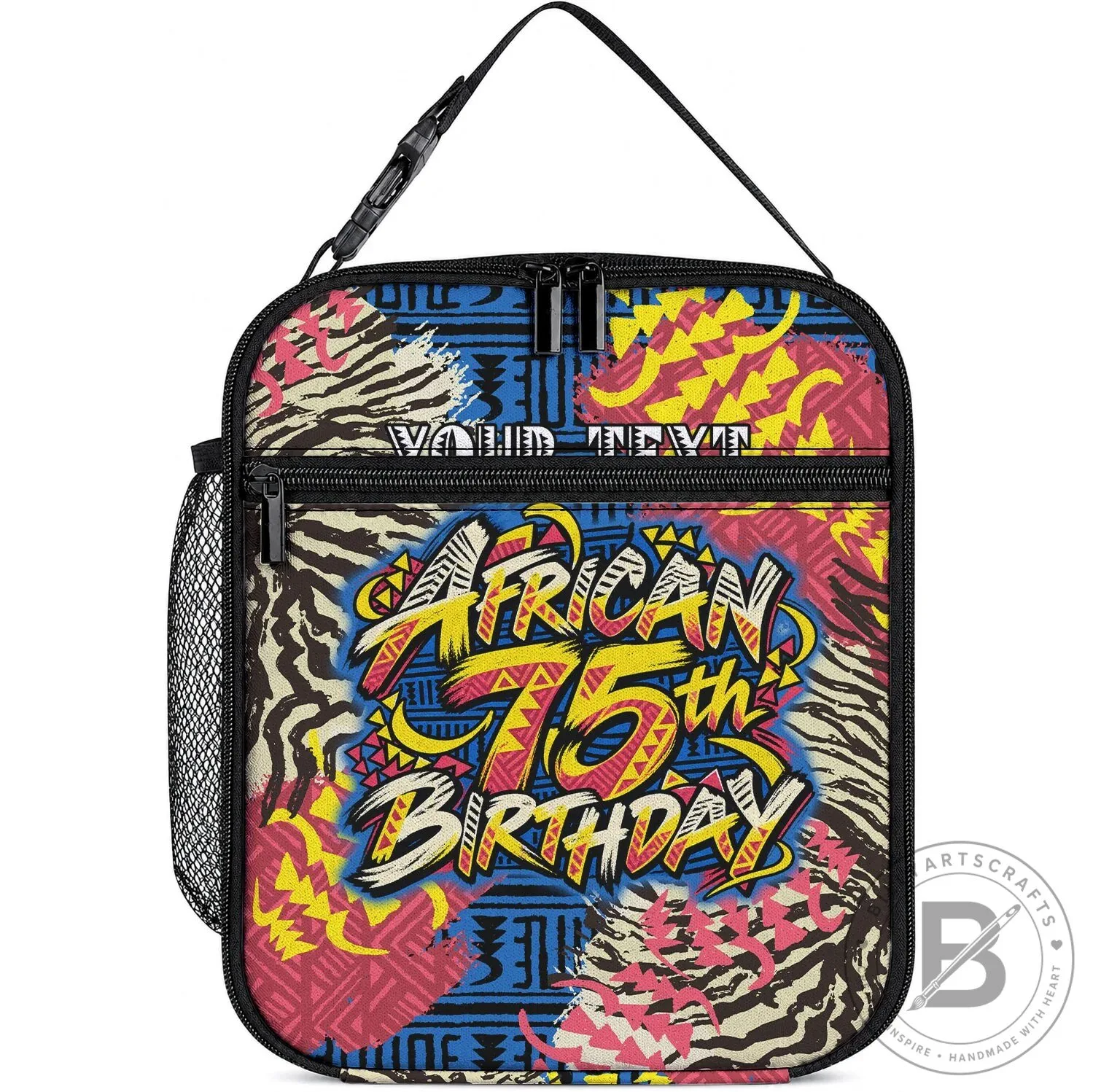 Colorful African 75th Birthday Tribal Striped Heritage Art Lunch Bag
