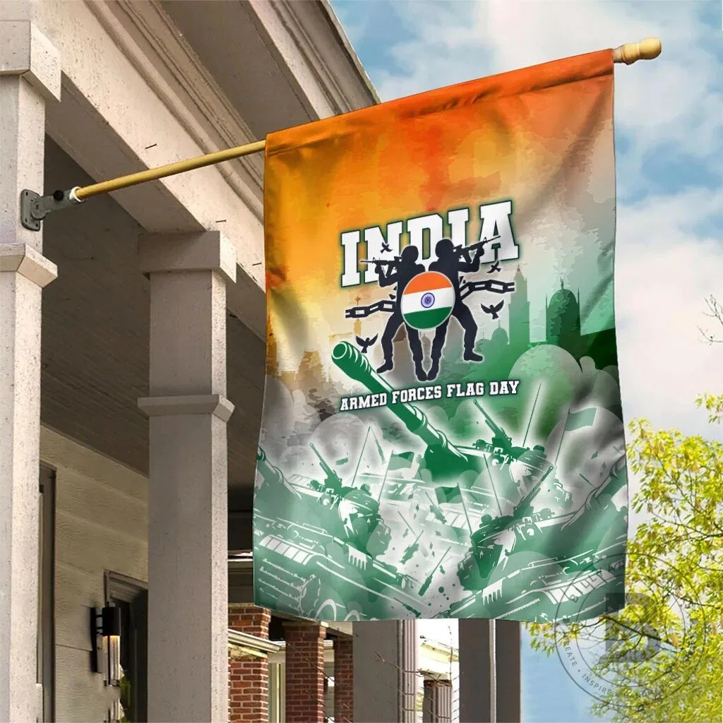 India Armed Forces Flag Day Military Silhouette Garden Flag
