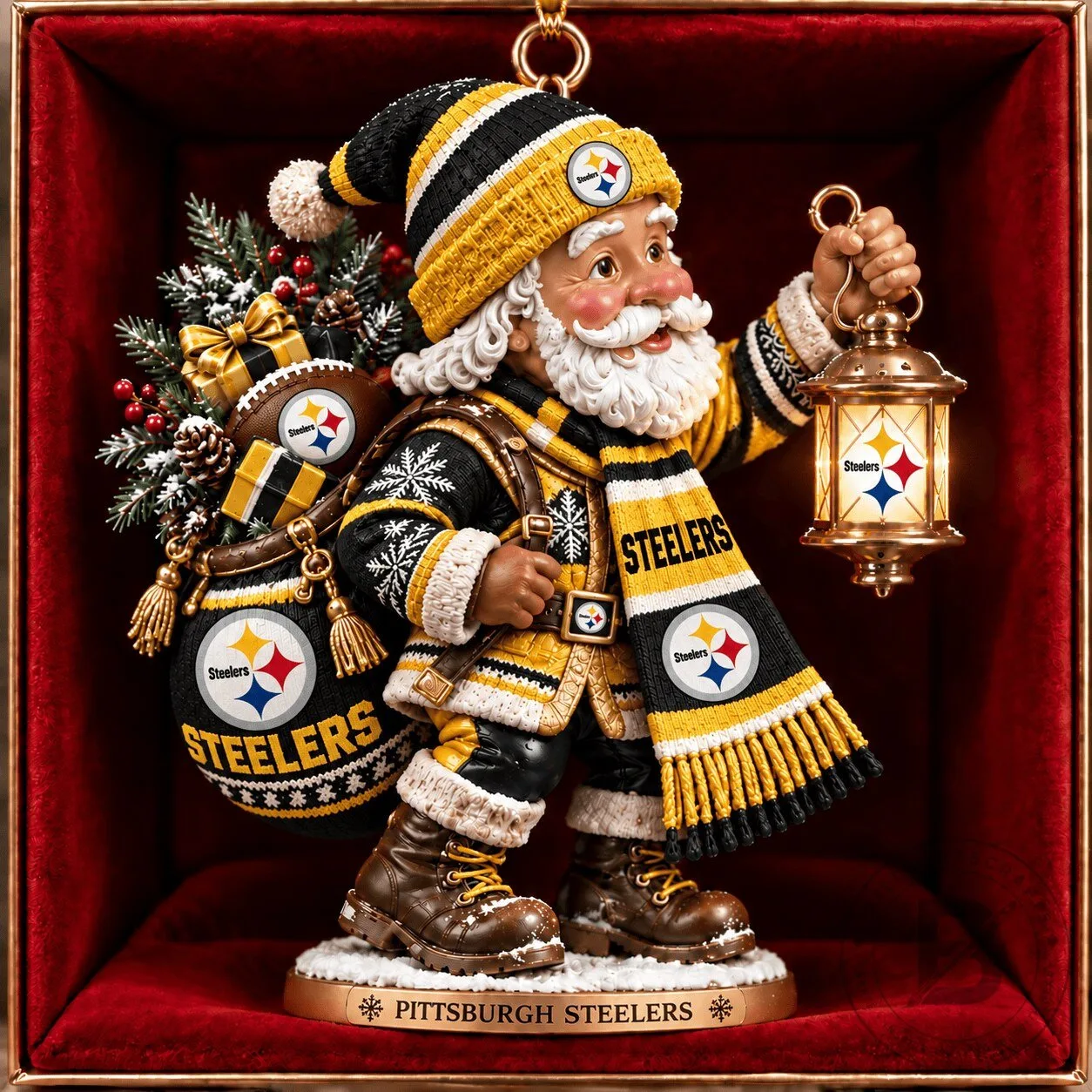 Pittsburgh Steelers Santa Claus Christmas Holiday Ornament Decoration