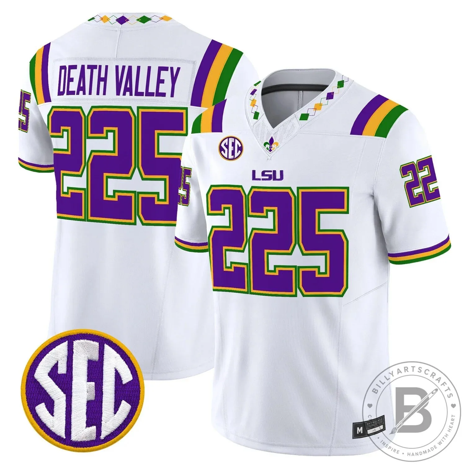 LSU Tigers Mardi Gras Edition Football Jersey - White Number 10 Leavitt 38 LSU Tigers Mardi Gras Edition Football Jersey - White Number 10 Leavitt