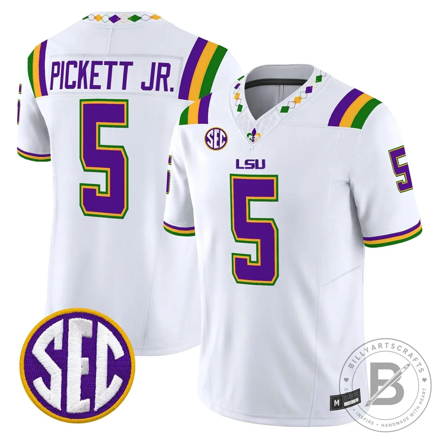 LSU Tigers Mardi Gras Edition Football Jersey - White Number 10 Leavitt 39 LSU Tigers Mardi Gras Edition Football Jersey - White Number 10 Leavitt