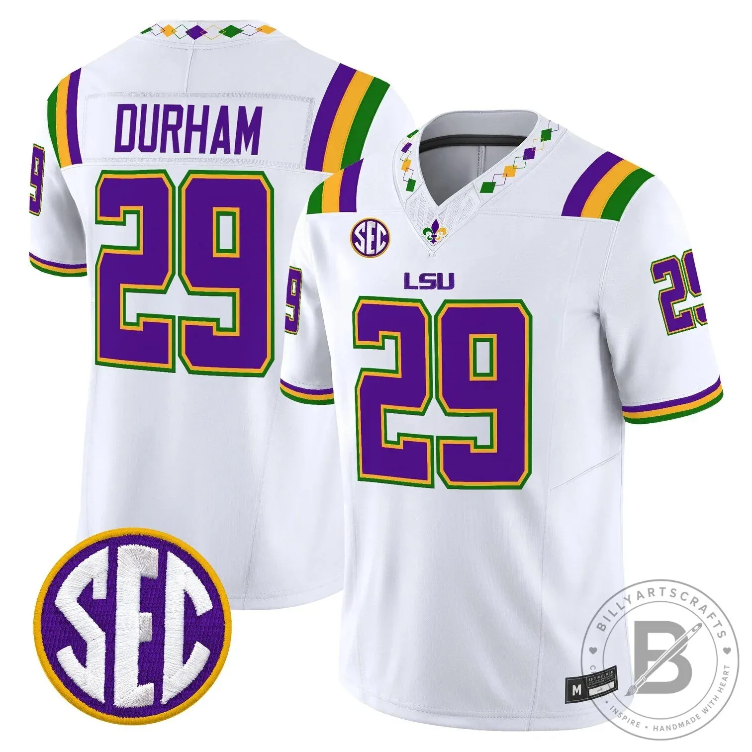 LSU Tigers Mardi Gras Edition Football Jersey - White Number 10 Leavitt 40 LSU Tigers Mardi Gras Edition Football Jersey - White Number 10 Leavitt