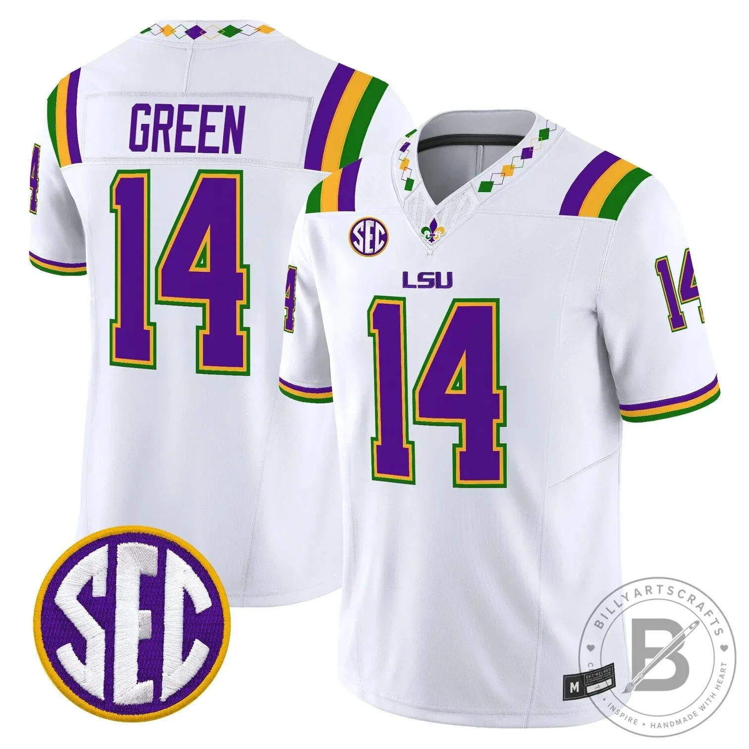 LSU Tigers Mardi Gras Edition Football Jersey - White Number 10 Leavitt 41 LSU Tigers Mardi Gras Edition Football Jersey - White Number 10 Leavitt