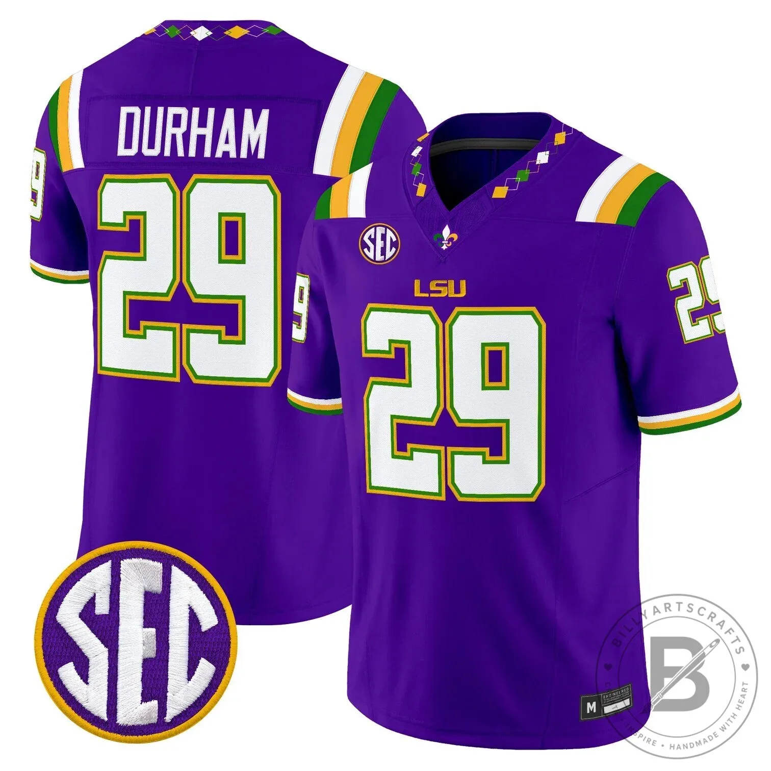 LSU Tigers Mardi Gras Edition Football Jersey - White Number 10 Leavitt 51 LSU Tigers Mardi Gras Edition Football Jersey - White Number 10 Leavitt