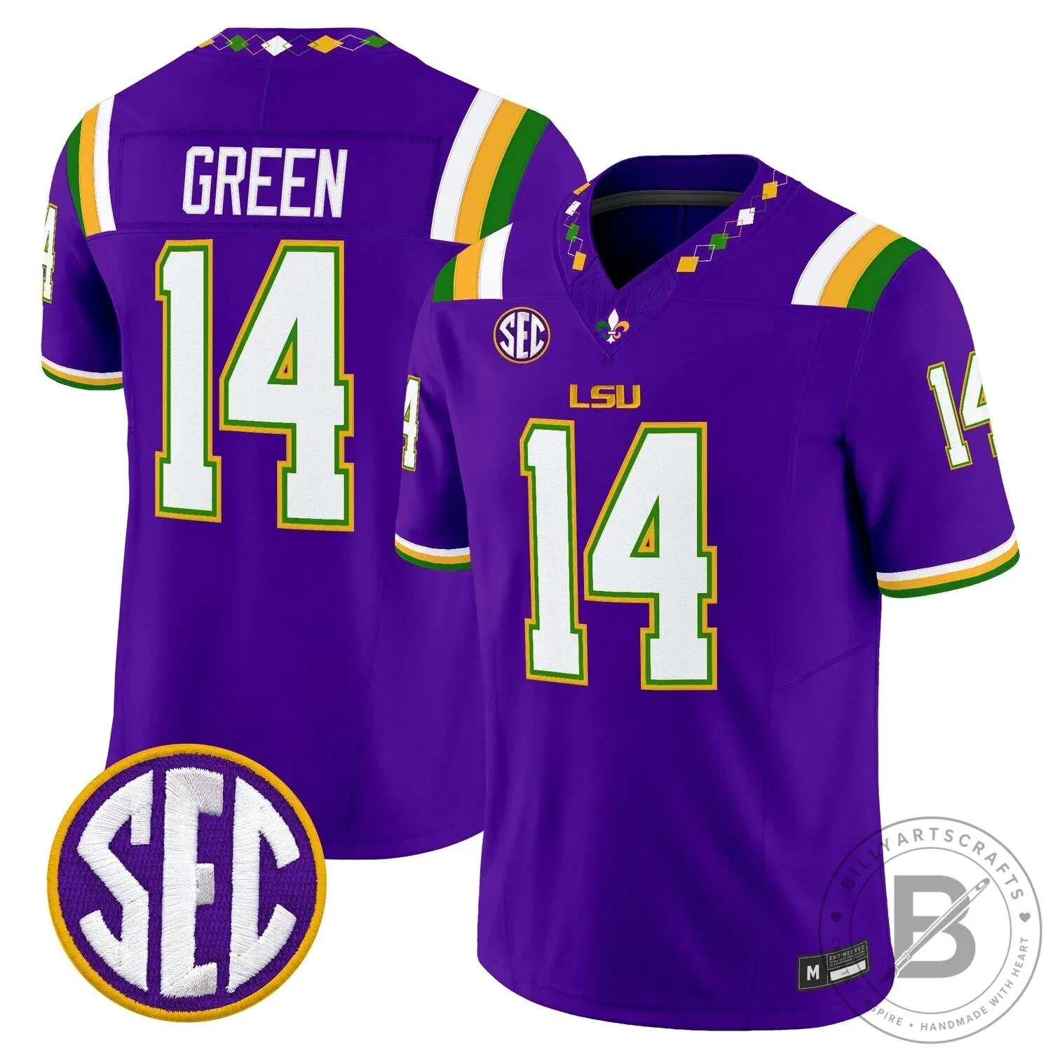 LSU Tigers Mardi Gras Edition Football Jersey - White Number 10 Leavitt 52 LSU Tigers Mardi Gras Edition Football Jersey - White Number 10 Leavitt