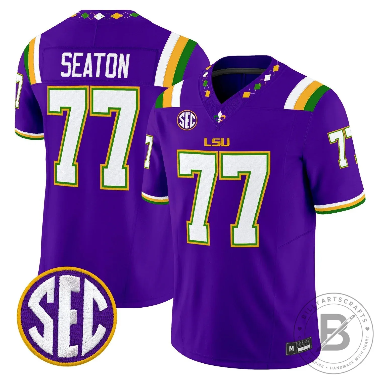 LSU Tigers Mardi Gras Edition Football Jersey - White Number 10 Leavitt 53 LSU Tigers Mardi Gras Edition Football Jersey - White Number 10 Leavitt