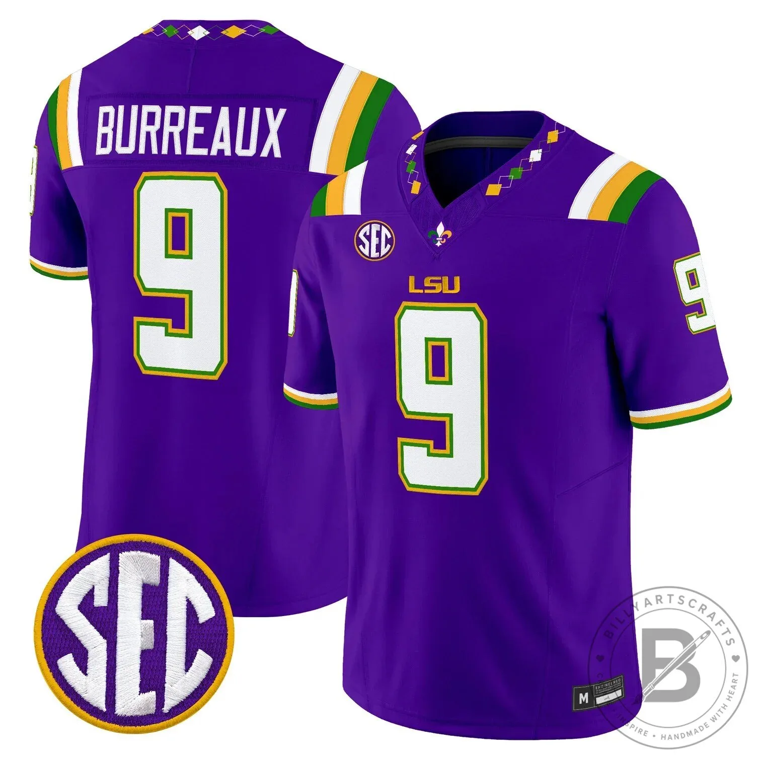 LSU Tigers Mardi Gras Edition Football Jersey - White Number 10 Leavitt 55 LSU Tigers Mardi Gras Edition Football Jersey - White Number 10 Leavitt