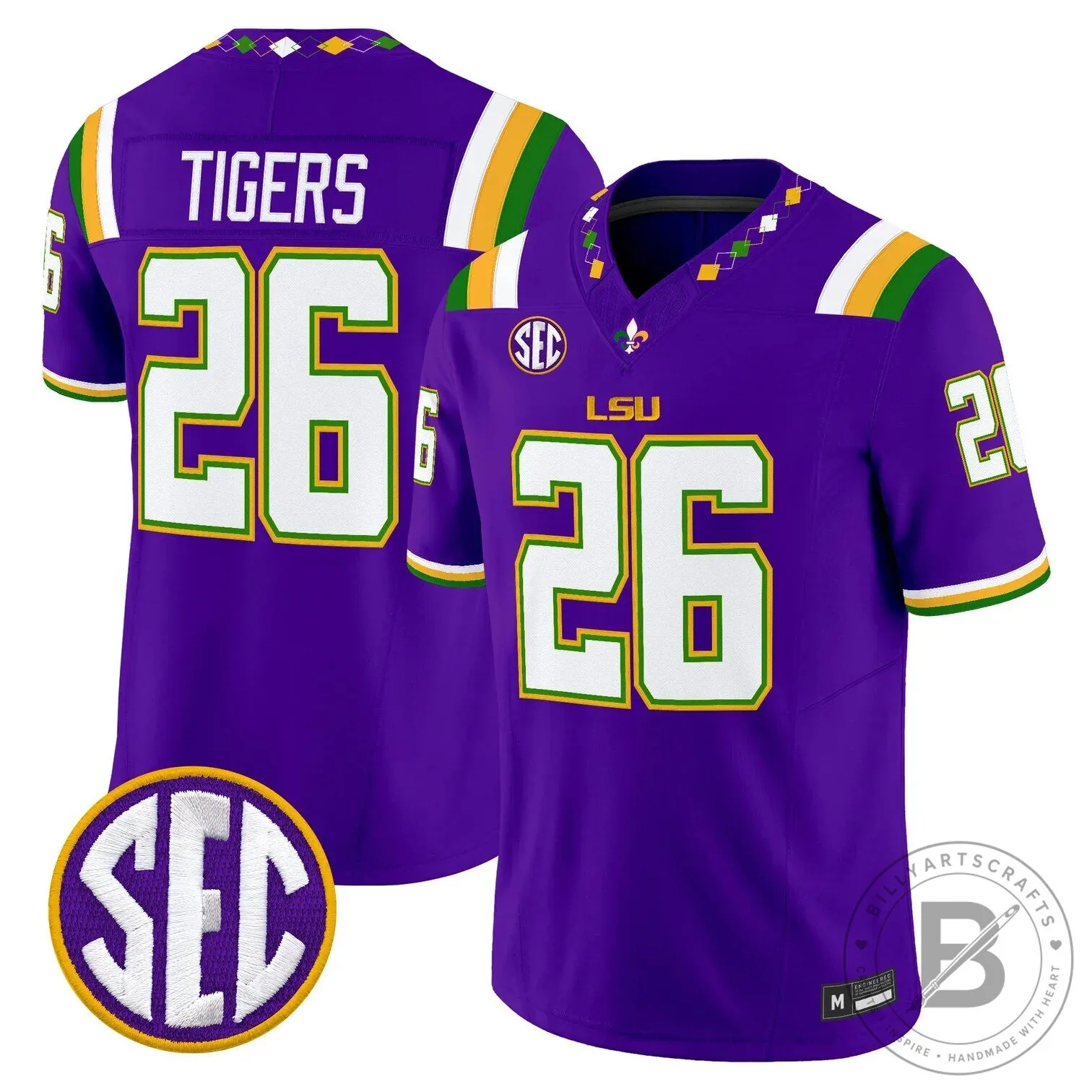 LSU Tigers Mardi Gras Edition Football Jersey - White Number 10 Leavitt 57 LSU Tigers Mardi Gras Edition Football Jersey - White Number 10 Leavitt
