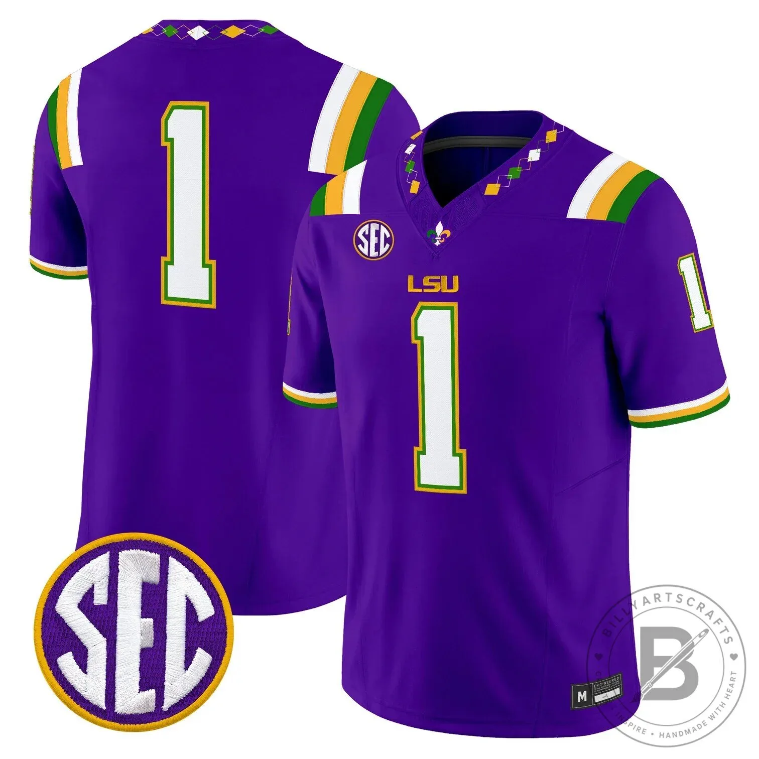 LSU Tigers Mardi Gras Edition Football Jersey - White Number 10 Leavitt 58 LSU Tigers Mardi Gras Edition Football Jersey - White Number 10 Leavitt