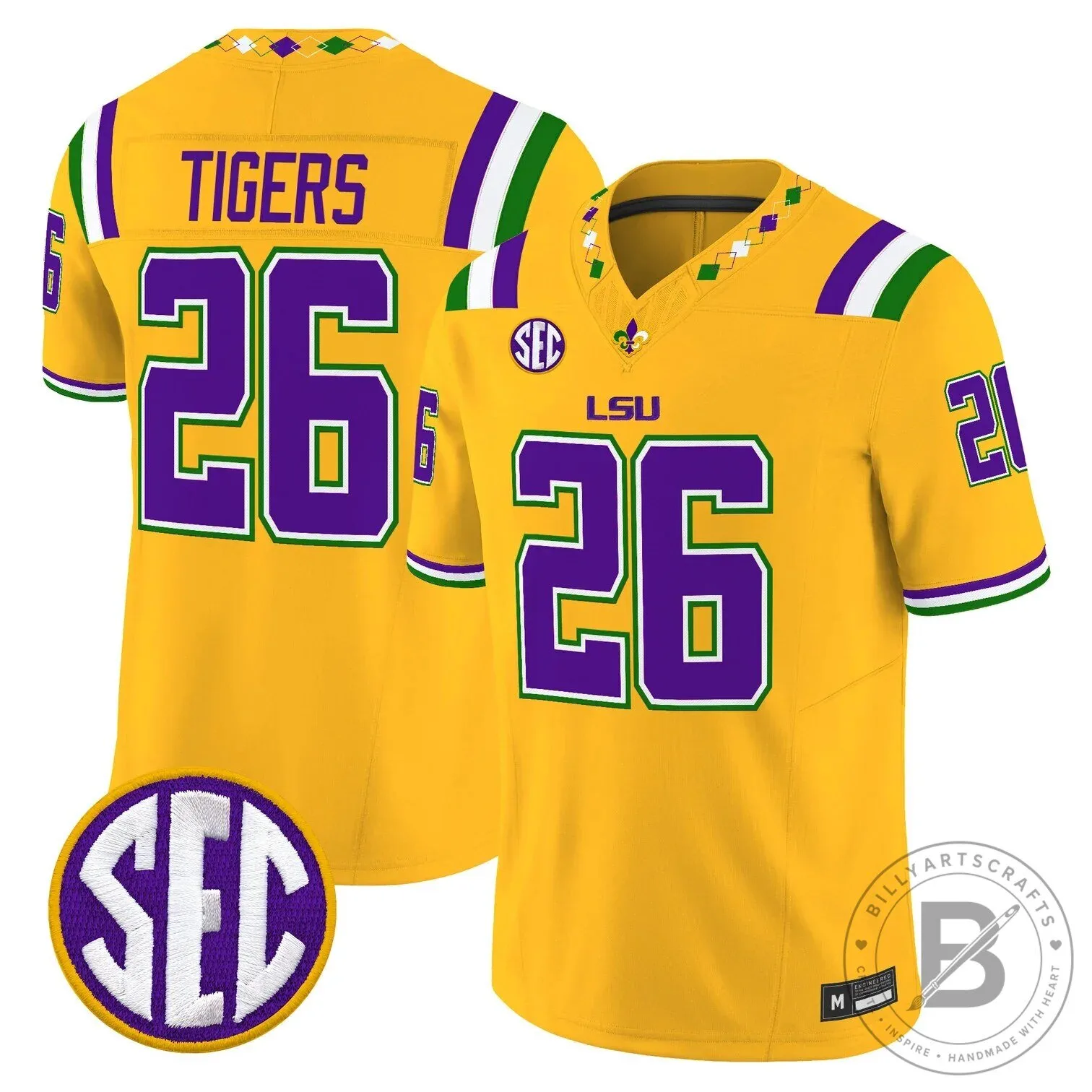 LSU Tigers Mardi Gras Edition Football Jersey - White Number 10 Leavitt 66 LSU Tigers Mardi Gras Edition Football Jersey - White Number 10 Leavitt