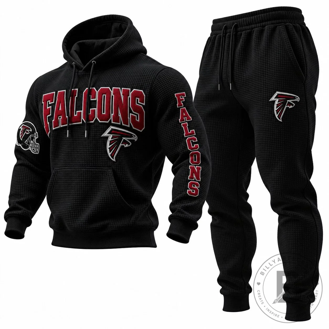 Atlanta Falcons NFL Football Team Black Waffle Knit Hoodie