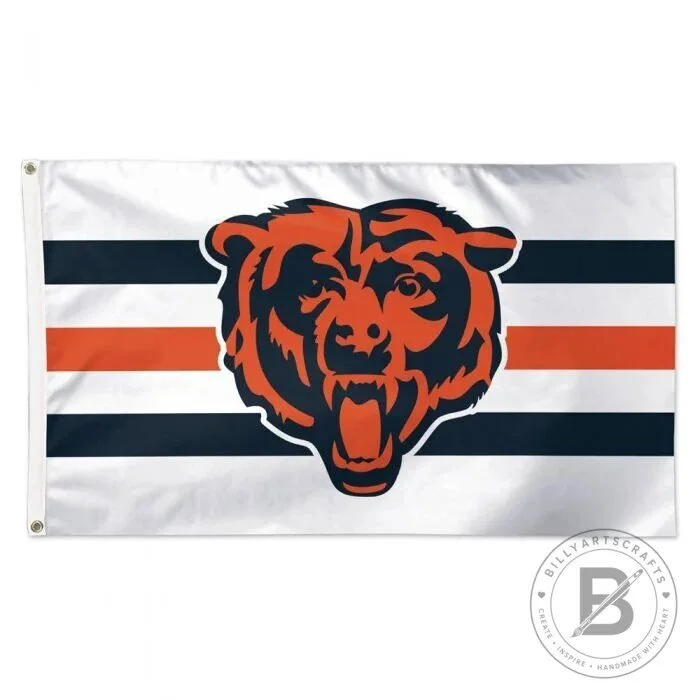Chicago Bears White Road Stripes Deluxe Flag