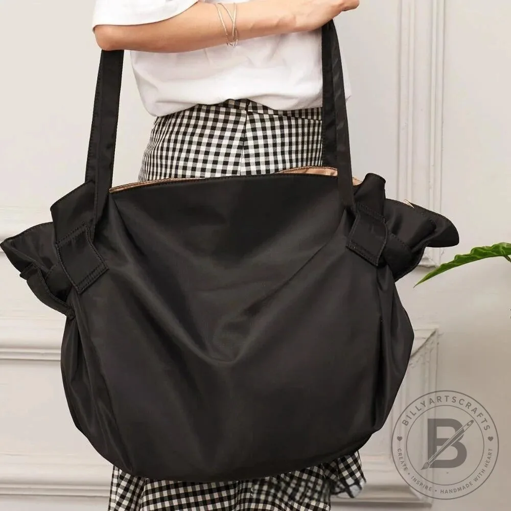 Large Black Packable Tote Bag for Travel and Everyday Adventures