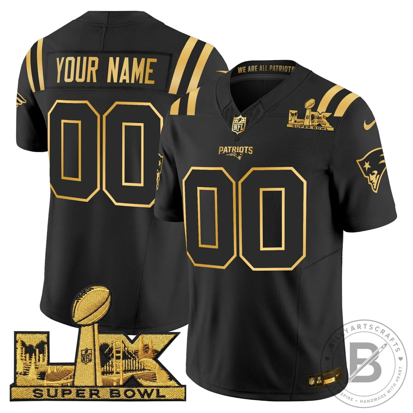 New England Patriots Super Bowl LX Gold Vapor Limited Edition Football Jersey