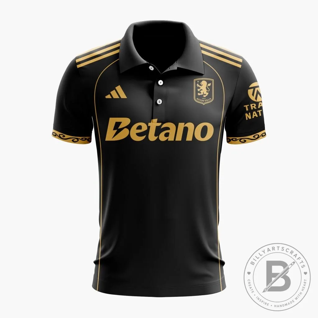 Aston Villa Special Black And Gold Football Polo Shirt 9 Aston Villa Special Black And Gold Football Polo Shirt