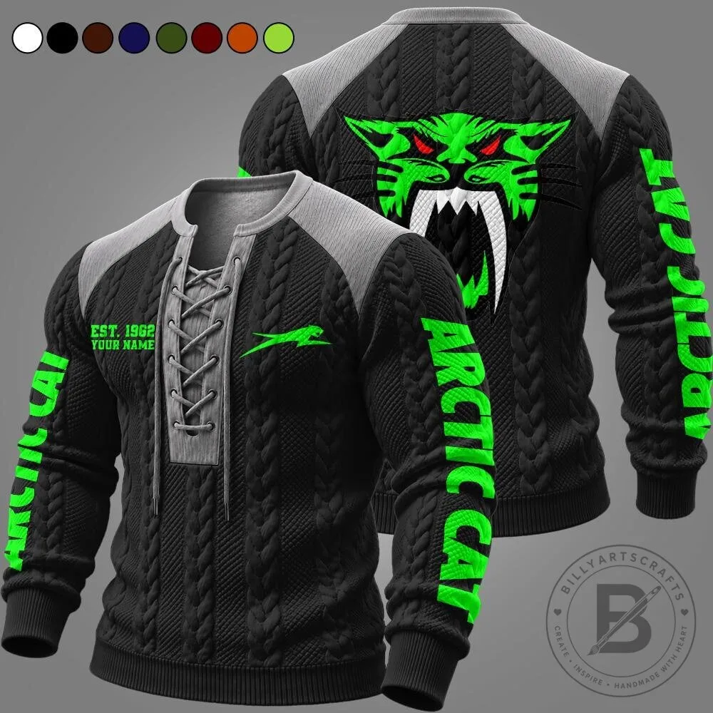 Arctic Cat Snowmobile Racing Team Logo Lace-Up Long Sleeve Pullover Sweatshirt 13 Arctic Cat Snowmobile Racing Team Logo Lace-Up Long Sleeve Pullover Sweatshirt