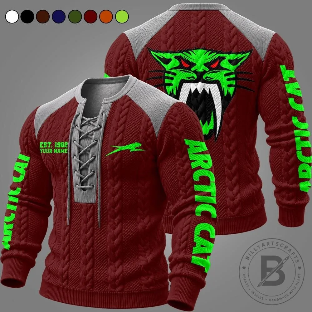 Arctic Cat Snowmobile Racing Team Logo Lace-Up Long Sleeve Pullover Sweatshirt 14 Arctic Cat Snowmobile Racing Team Logo Lace-Up Long Sleeve Pullover Sweatshirt