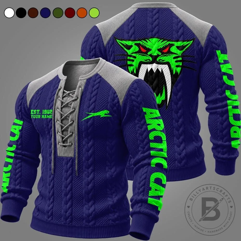 Arctic Cat Snowmobile Racing Team Logo Lace-Up Long Sleeve Pullover Sweatshirt 15 Arctic Cat Snowmobile Racing Team Logo Lace-Up Long Sleeve Pullover Sweatshirt