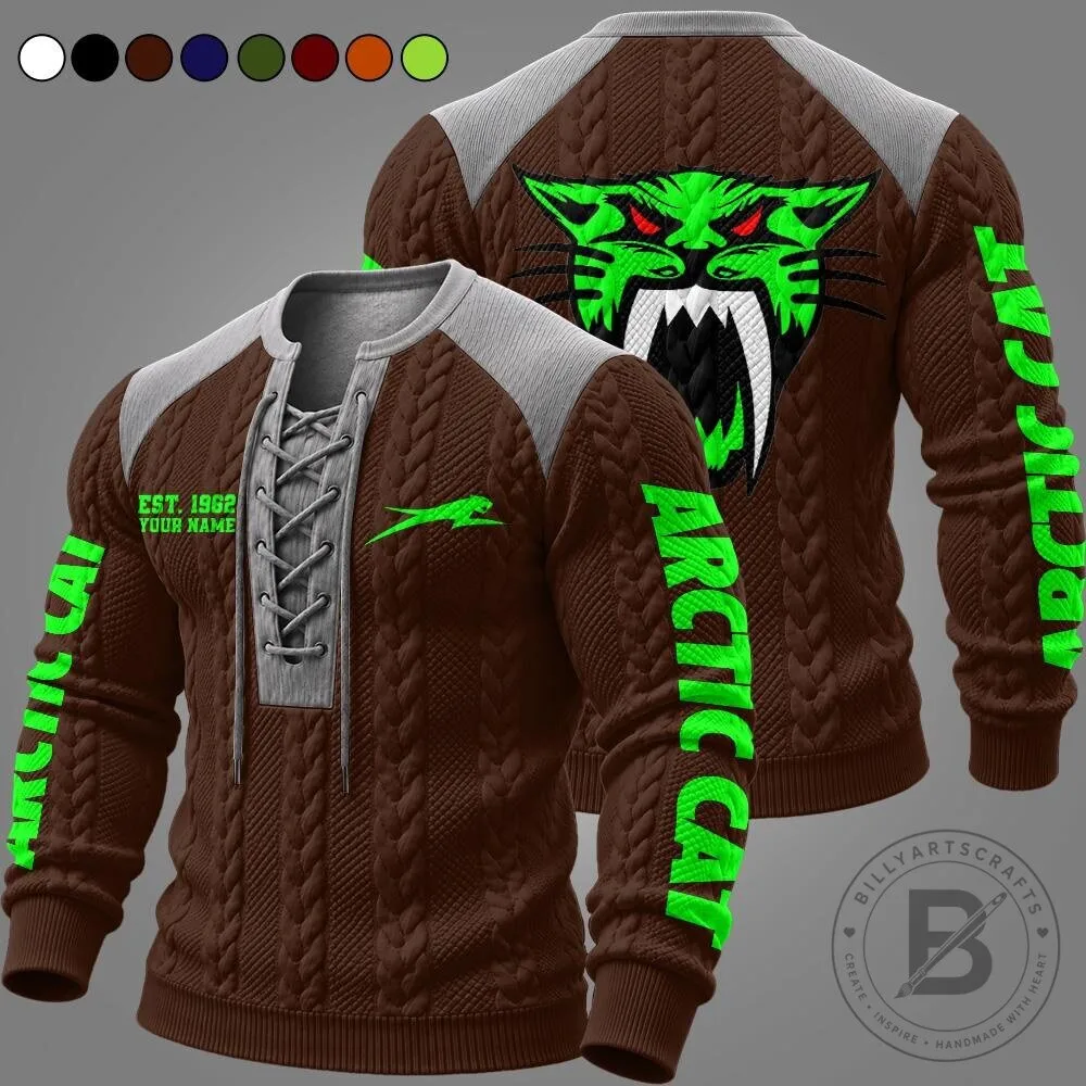 Arctic Cat Snowmobile Racing Team Logo Lace-Up Long Sleeve Pullover Sweatshirt 17 Arctic Cat Snowmobile Racing Team Logo Lace-Up Long Sleeve Pullover Sweatshirt