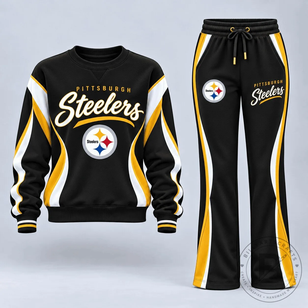 Pittsburgh Steelers NFL Football Team Black and Gold Striped Sweatshirt