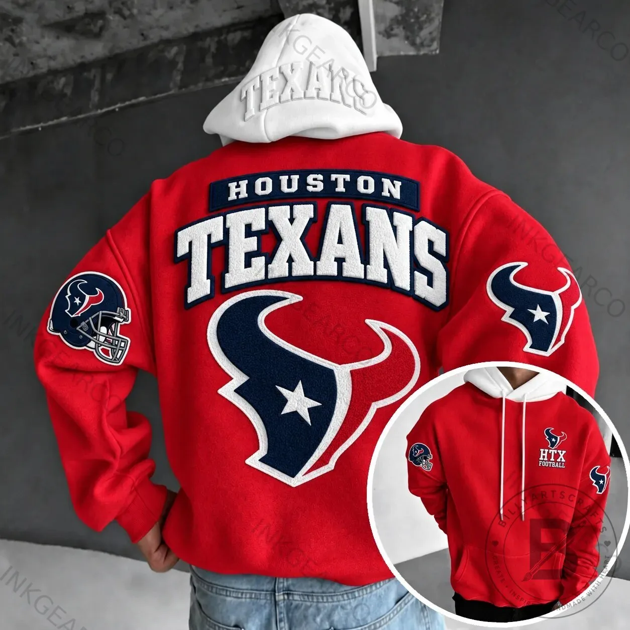 Houston Texans Football Team Logo Red Hoodie