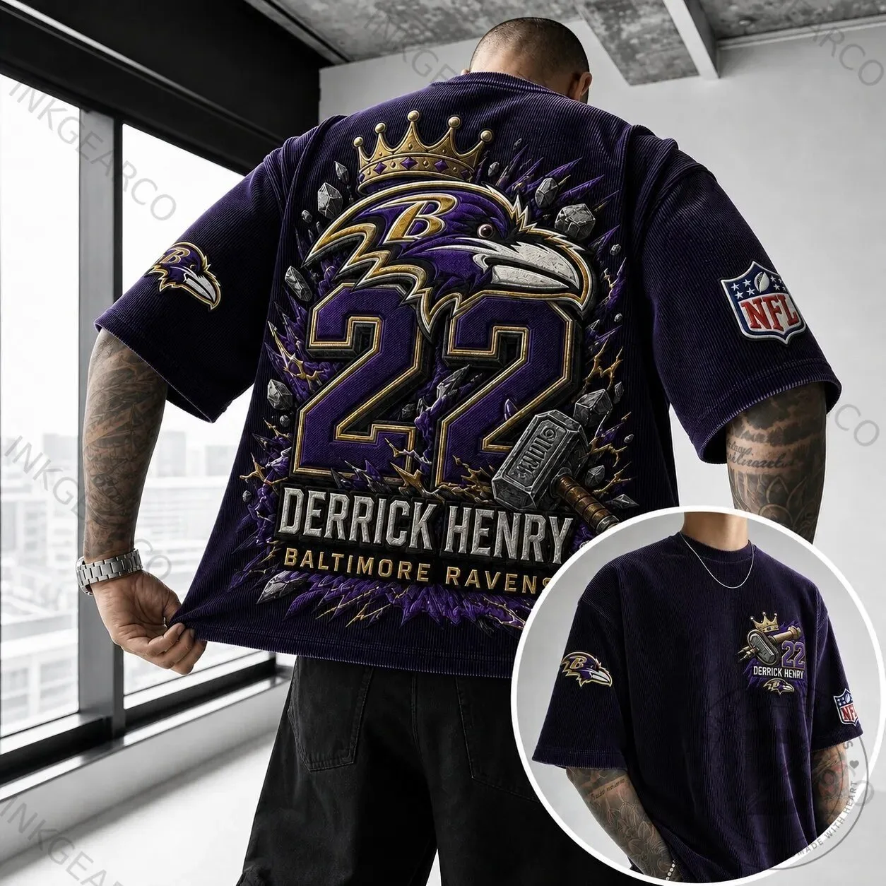 Derrick Henry Baltimore Ravens Football Team NFL Graphic T-Shirt