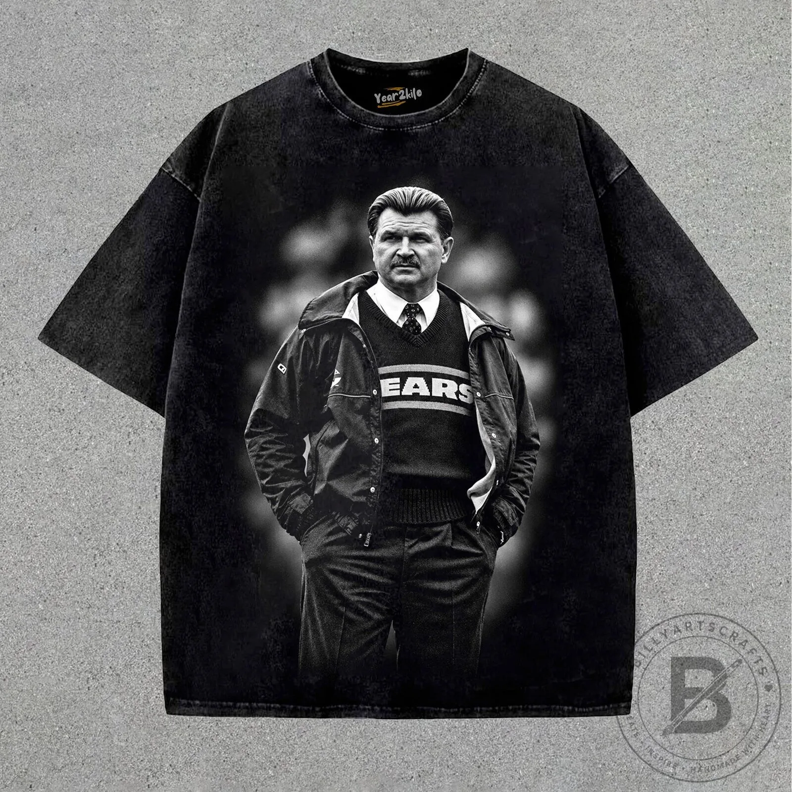 Mike Ditka Iron Mike Vintage Style Black T-Shirt