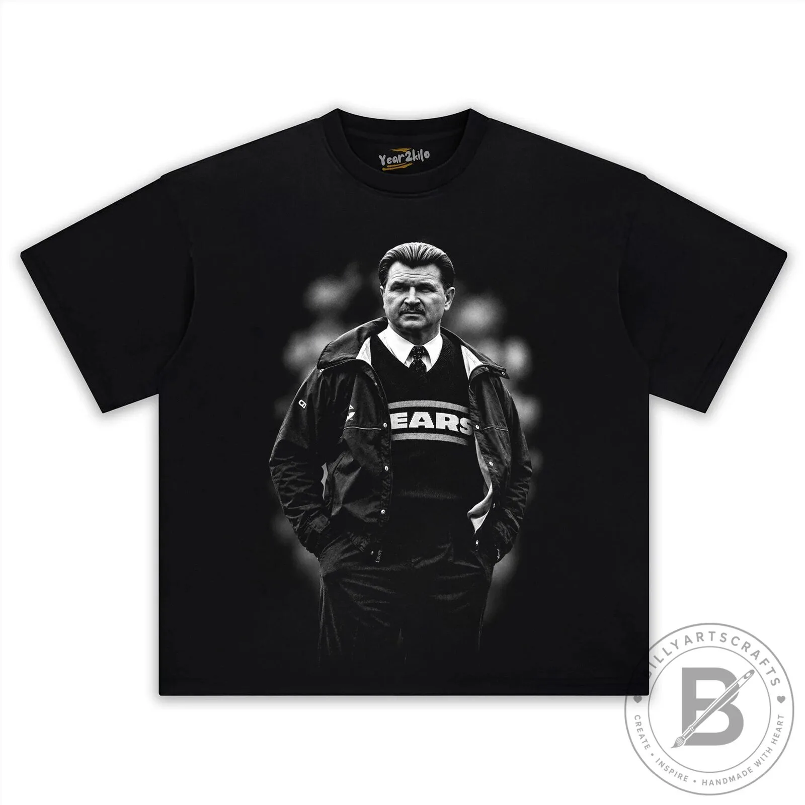 Mike Ditka Iron Mike Vintage Style Black T-Shirt 13 Mike Ditka Iron Mike Vintage Style Black T-Shirt