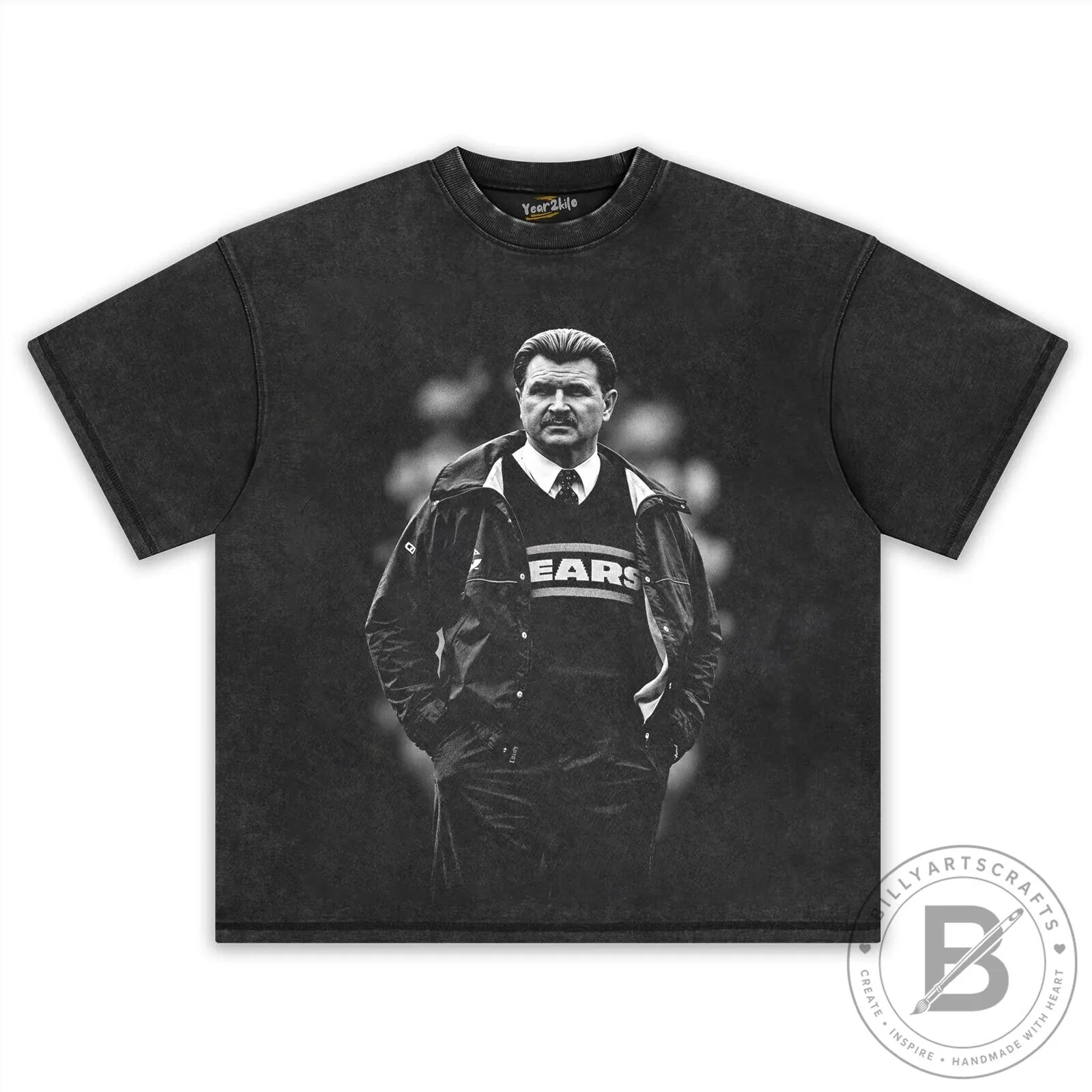 Mike Ditka Iron Mike Vintage Style Black T-Shirt 14 Mike Ditka Iron Mike Vintage Style Black T-Shirt