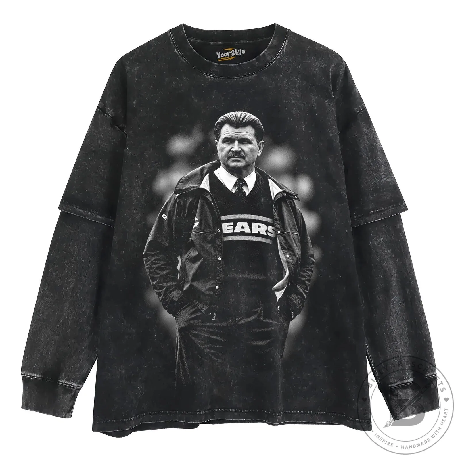 Mike Ditka Iron Mike Vintage Style Black T-Shirt 16 Mike Ditka Iron Mike Vintage Style Black T-Shirt