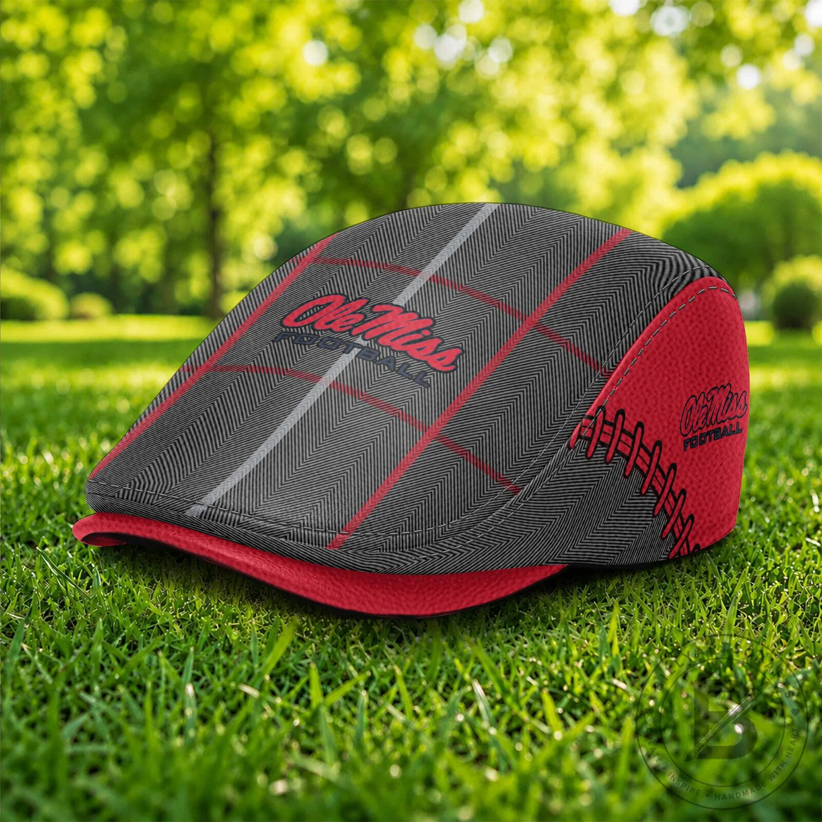 Ole Miss Rebels NCAA Football Plaid Pattern Flat Cap