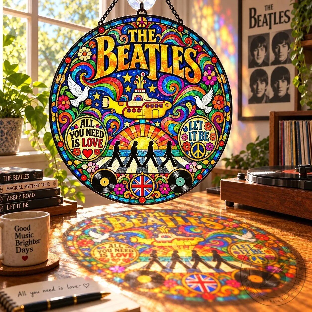 The Beatles Magical Mystery Tour Abbey Road Stained Glass Suncatcher