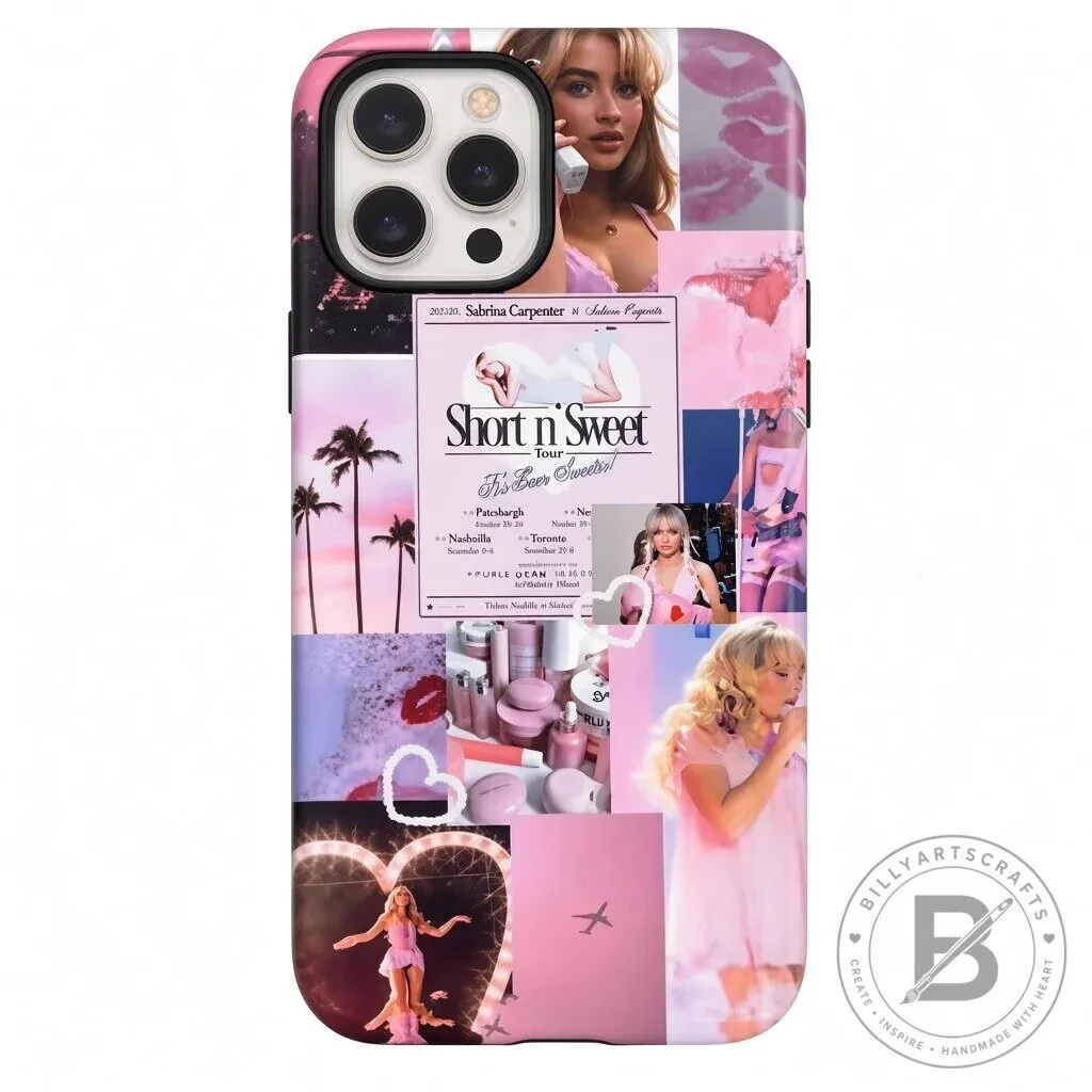 Sabrina Carpenter Short n' Sweet Tour Pink Collage Phone Case