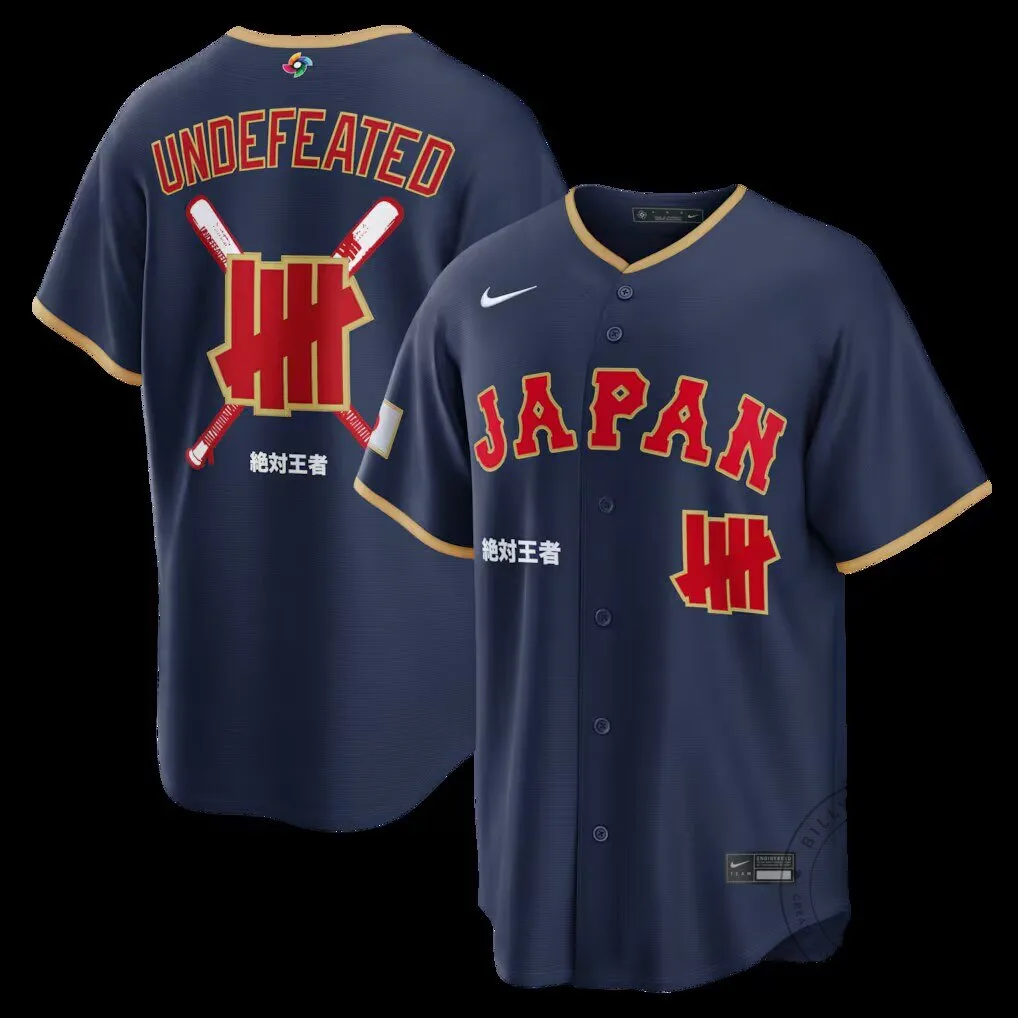 Japan National Baseball Team Undefeated World Baseball Classic Navy Baseball Jersey