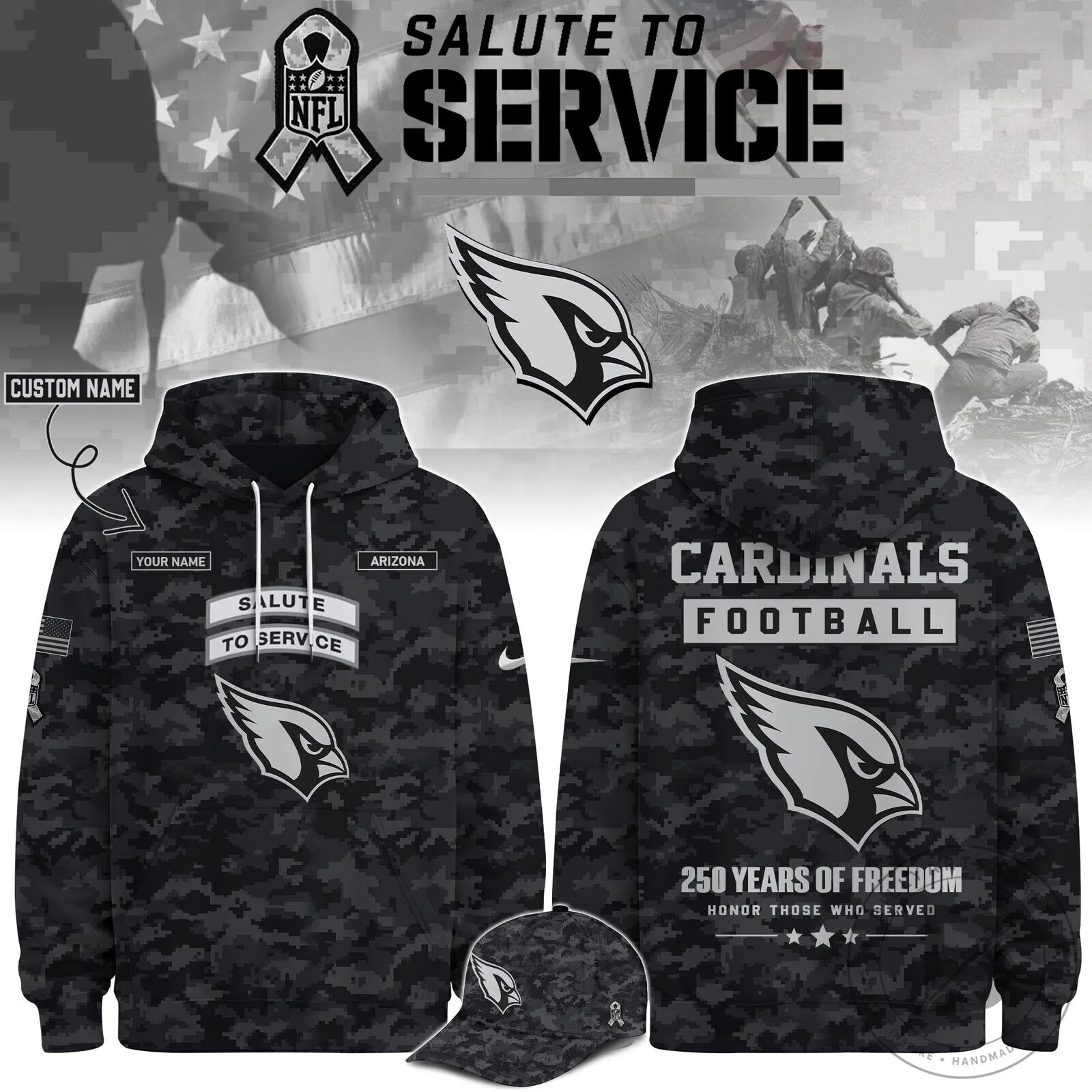 Arizona Cardinals Salute To Service Football Team Logo Camouflage Hoodie