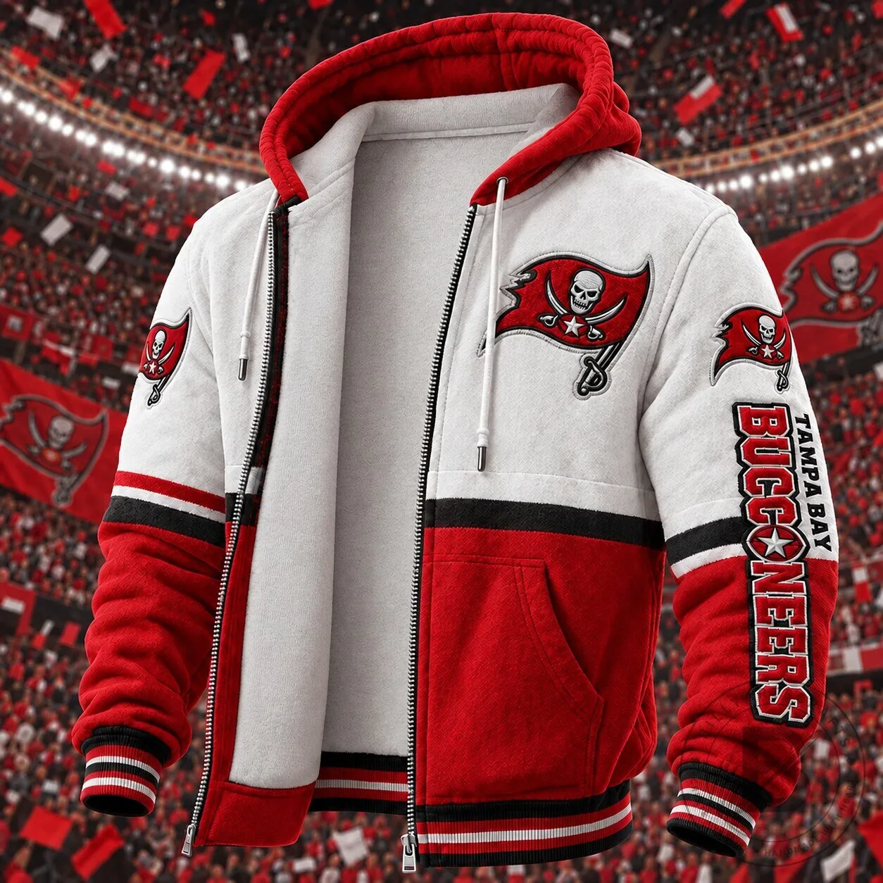 Tampa Bay Buccaneers Football Team Full-Zip Hoodie Jacket