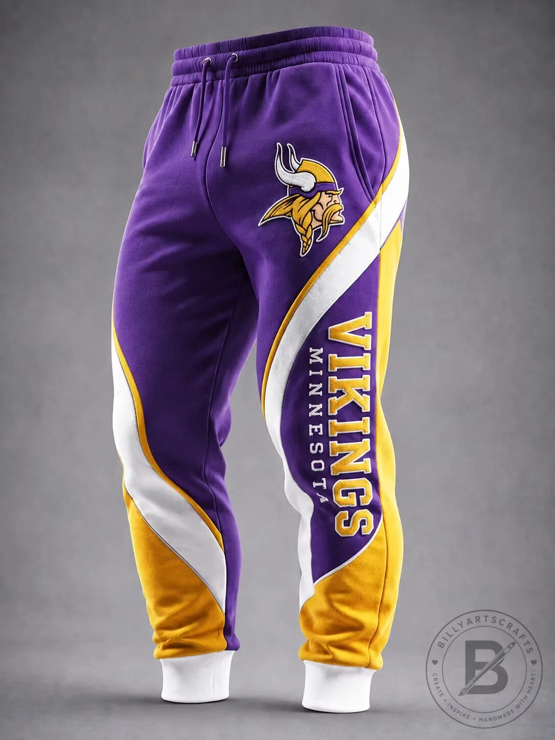Minnesota Vikings Football Team Logo Purple Gold Jogger Pants