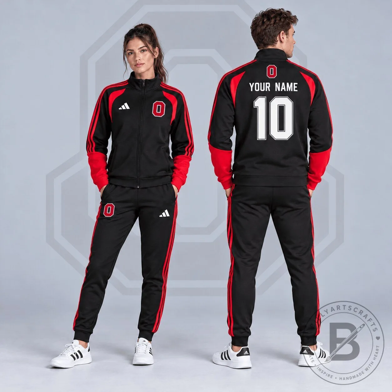 Ohio State Buckeyes Personalized Full-Zip Jacket and Jogger Tracksuit Set