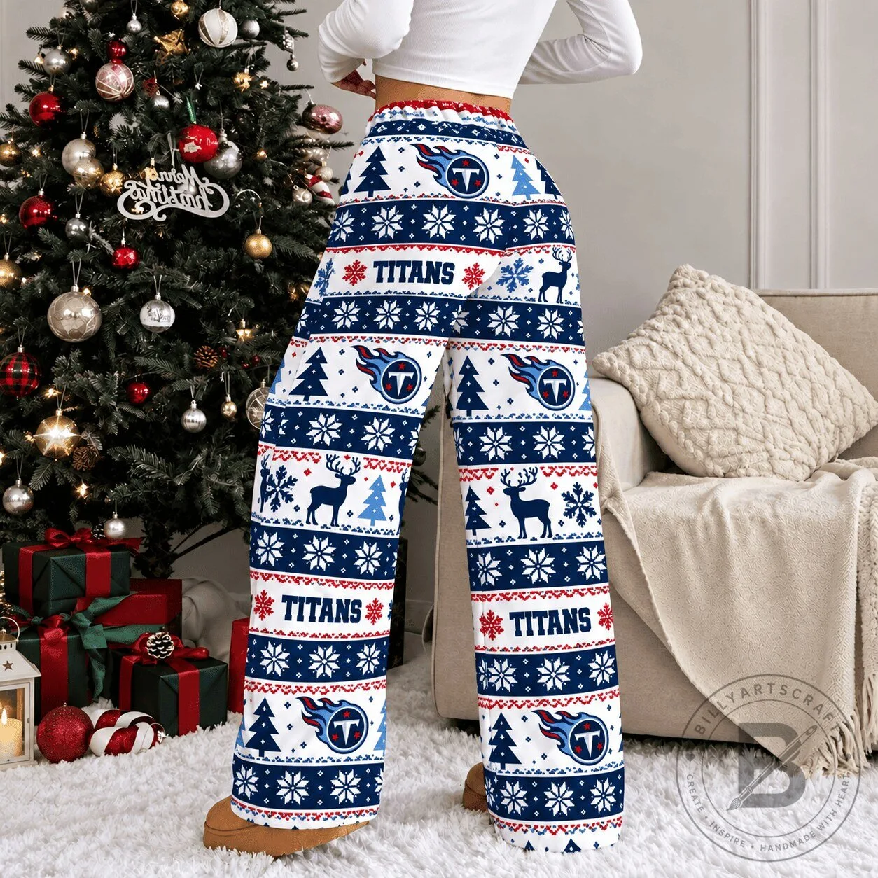 Tennessee Titans Christmas Ugly Sweater Style Lounge Pants for Women