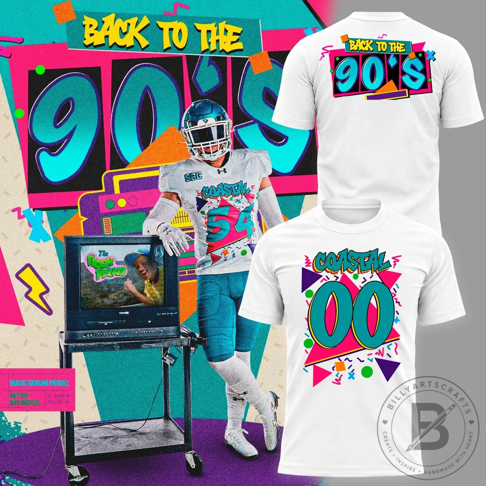 Coastal Carolina Chanticleers Back To The 90s Football T-Shirt