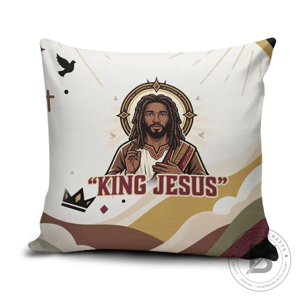 King Jesus African Black Christ Religious Christian Faith Holy Cross Dove Pillow