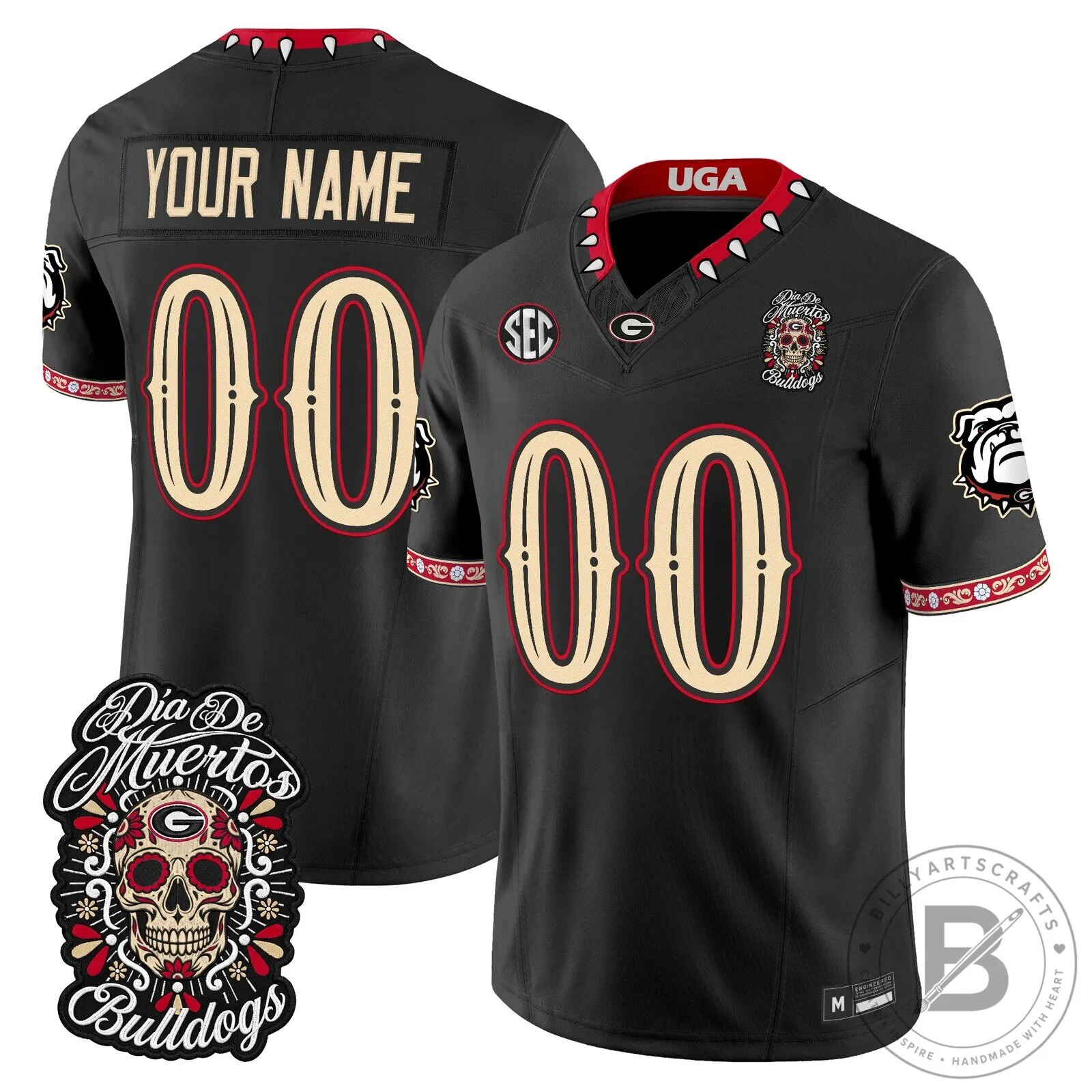 Dia de los Muertos Football Jersey for Georgia Bulldogs 1 Dia de los Muertos Football Jersey for Georgia Bulldogs