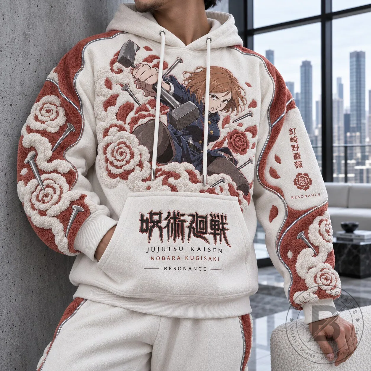 Jujutsu Kaisen Nobara Kugisaki Anime Character Embroidered Hoodie